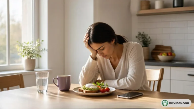 Person feeling tired and foggy the morning after eating too many sweets