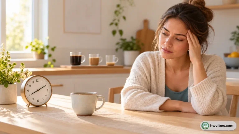 Person experiencing mild tiredness and headache while cutting back on coffee